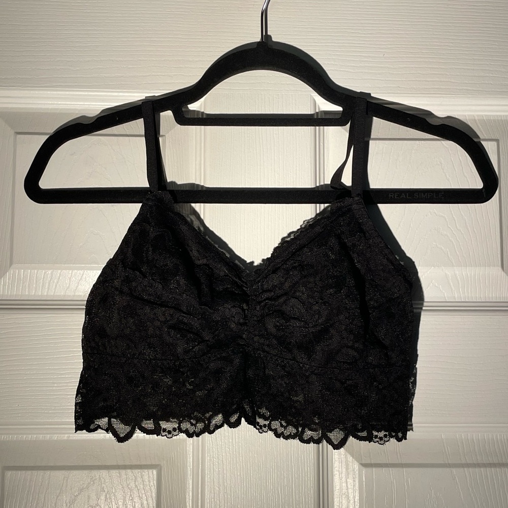 PINK Lace Bralette in Black